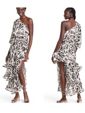 Alexis X Target Botanical One Shoulder Cascade Ruffle Dress Small